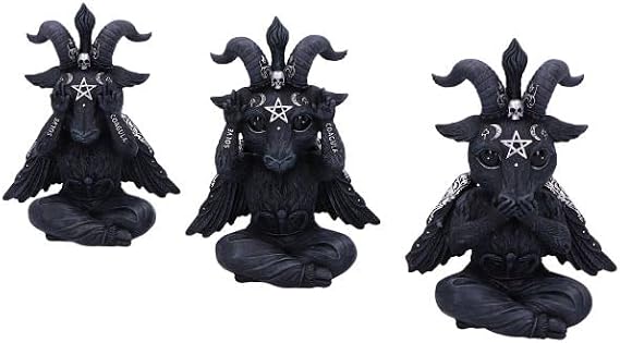 Nemesis Now Cult Cuties Three Wise Baphoboo 13.4cm, Resin, Black, Three Wise Baphoboo Figures, Baby Baphomet Figurines, Baphomet Collectibles, Cast in The Finest Resin, Expertly Hand-Painted