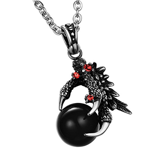 OIDEA Mens Stainless Steel Dragon Claw Pendant Necklace with Ball,Gift for Biker