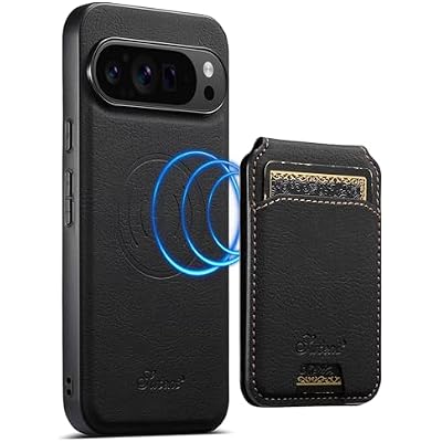 PASNEW Case for Google Pixel 10 Pro XL,Compatible with Magsafe Wireless Charging Wallet Case [Military Grade Drop Protection] Luxury Leather Cover Slot Card Holder Kickstand - Black