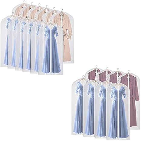 Garment Bags Dress Bag for Storage Dust-Proof Suit Protector Cover Bag with Zipper for Long Dresses, Suit, Coat Closet Clothes Storage, Set of 20