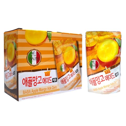 Korean Convenience Store Ade Drink Pouches, Ready-to-drink, Easy-Cut Pouch Drinks, Pack of 10 - Apple Mango Ade Zero