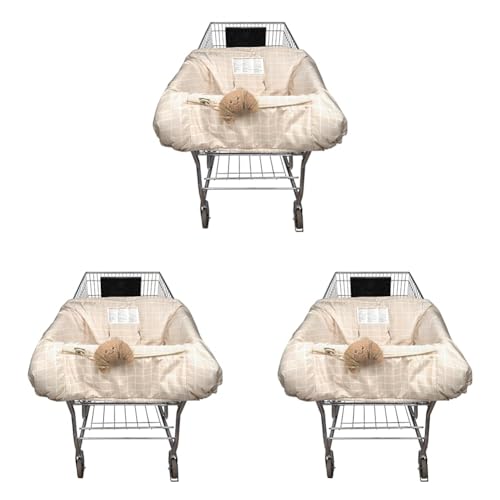Boppy Shopping Cart Cover for Baby - 360 Coverage Cart Cover for Babies with Safety Harness, Toy Tether, One-Hand Placement, Machine-Washable, 6 Month & Up - Croissant Pack of 3