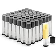 50Pcs 5g Lip Balm Tubes Plastic Lipstick Containers Empty Refillable Twist-up Lip Gloss Balm Filling Stick Clear Tube Holder with Black Cap for DIY Chapsticks Crayon Solid Perfume