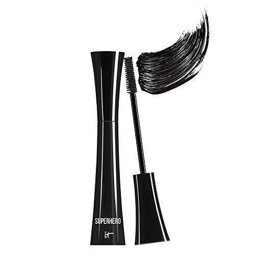 IT Cosmetics Superhero Mascara Black Volumizing & Lengthening, Buildable Volume, Hydrolyzed Collagen, Biotin, Peptides, Lifting & Curling Formula, Super Black Pigment, Suitable for Sensitive Eyes