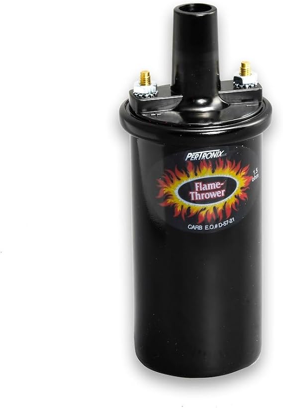 Pertronix 45111 Flame-Thrower II Ignition Coil, 45,000 Volt 0.6 Ohm, 12 Volt, Black Epoxy