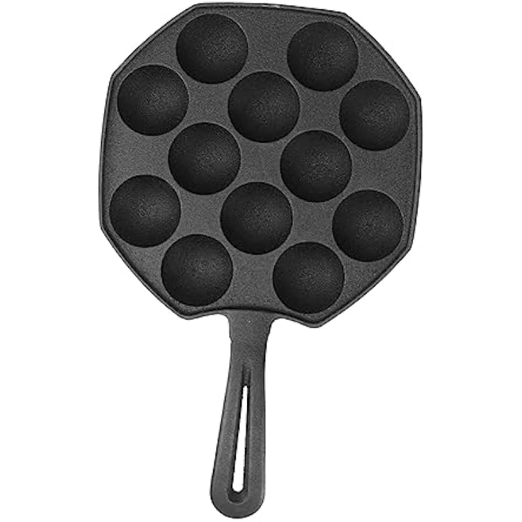 Takoyaki Pan 12 Molds Cast Iron Takoyaki Maker Skillet Octopus Meat Nonstick Baking Tray for Octopus Balls Aebleskivers Pancake