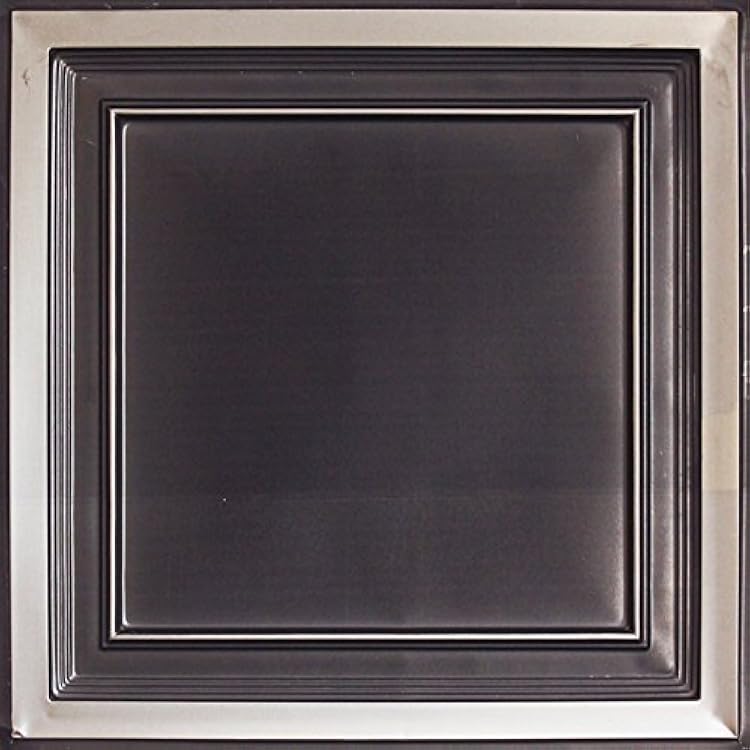 Decorative Ceiling Tiles Tin Look PVC 2x2 24x24 Drop in Glue Up Pack of 30 - D2331 Antique Silver