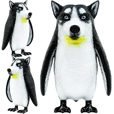 Randimals Penguin & Husky Dog Hybrid Realistic Animal Toys - Unique Mix of Safari Toys & Farm Animals Small Figurines - P-Dawg Mini Figures for Kids & Kidults