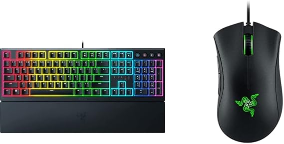Razer Ornata V3 - Low-profile Mecha-membrane Keyboard Chroma RGB UK Layout | Black & DeathAdder Essential - Wired Gaming Mouse Black