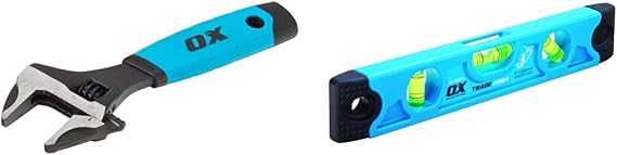 OX Pro 6" Adjustable Wrench & OX Trade Torpedo Level 230mm