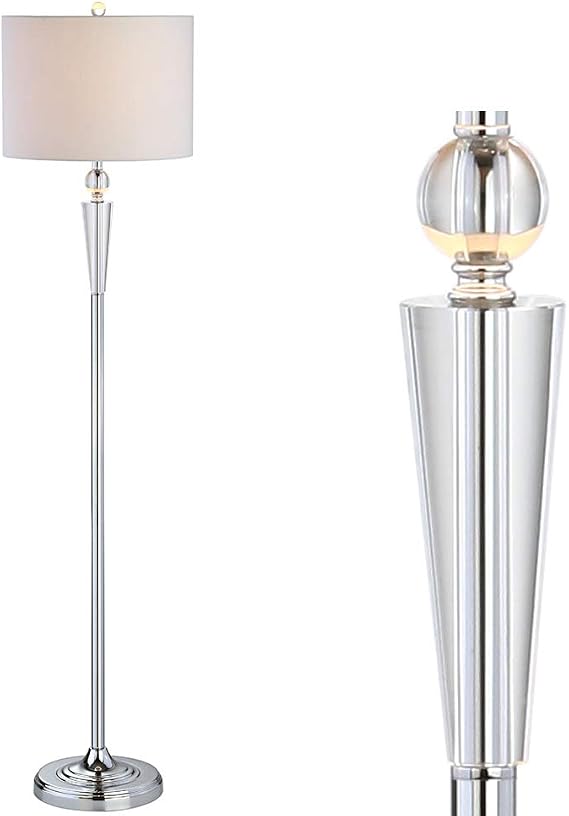 JONATHAN Y Reese 59.5" Crystal and Chrome Floor Lamp, Modern Column