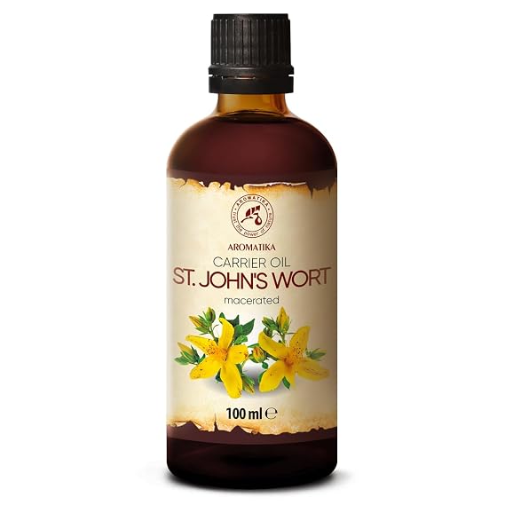 AROMATIKA St Johns Wort Infused Oil 3.4 Fl Oz - 100ml - Hypericum Perforatum - 100% Pure & Natural - St. John's Wort Oil for Intensive Care Face - Body - Skin - Hair - Massage - Great w/Essential Oil