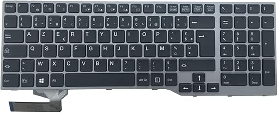 French FR Laptop Keyboard for Fujitsu LifeBook E554 E556 E557 E753 E754 E756 CP629312-01 MP-12S96F0JD85W with Backlit Gray Frame