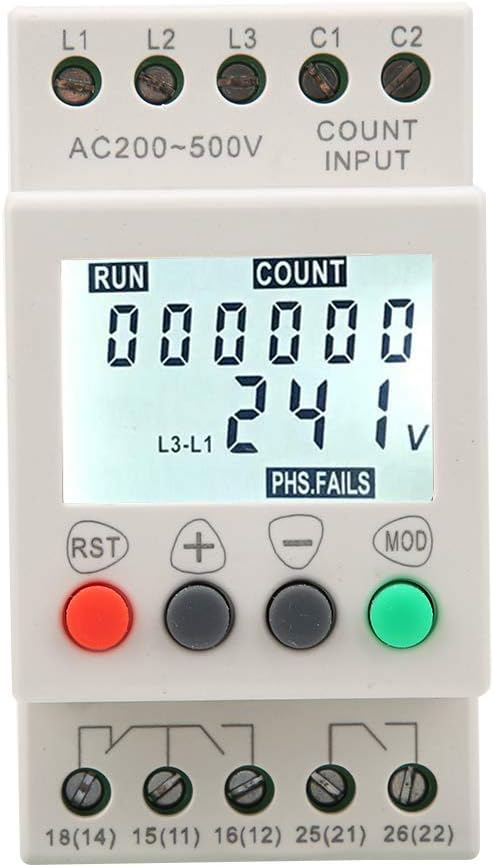 JVR8002 Three Phase Voltage Protector, with Over Voltage, Under Voltage, Phase Loss LCD Display 3 Phase Voltage Relay
