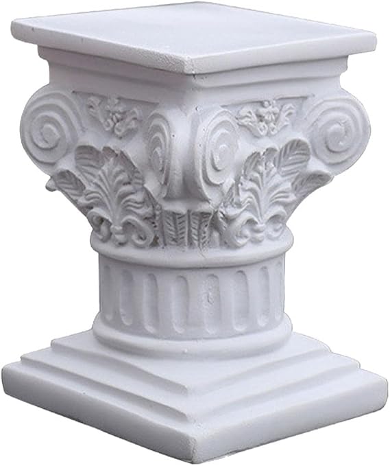 Creative Roman Pillar Greek Column Statue Resin Pedestal Stand Figurine Sculpture Table Outdoor Home Kitchen Decor Lightweight, S Square (3.15x3.34x4.52 inch)