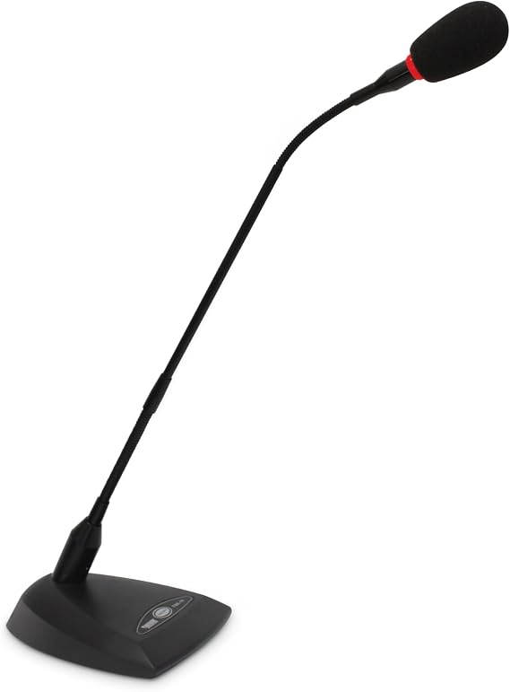 NOVIK NEO FNK-10 Gooseneck Condenser Mic with pop Filter XLR Microphone for Podium, Church, Broadcast, Lectern, Conference & Speech Tabletop Base, Cardioid, Phantom Power with ON/Off Button