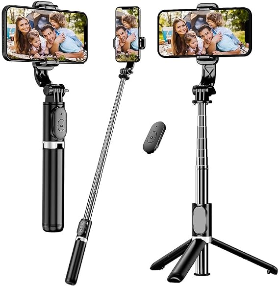 TINKSEN Selfie Stick Tripod with Remote, Extendable 360 Rotatable Selfie Stick, 40" Phone Tripod Stand for Cell Phone Filming Compatible with All Smartphone.