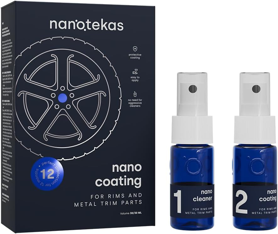 Nano Ceramic Coating for Cars - Rim and Metal Trim Ceramic Coating Kit. Easy to Use Wheel Ceramic Coating Suitable for All Rim Types - Brake Dust Repellent for Cars & Motorbikes