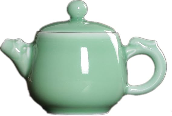 Celadon Kung Fu Tea Set 8.5oz Teapot with Dragon Handle and 3oz Cups for Travel (Green)