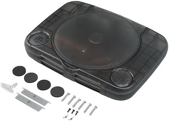 Replacement Shell Case Translucent Black Protective Case for PS1 for SCPH All Versions,Retro Game Console Shell Kit for PS ONE