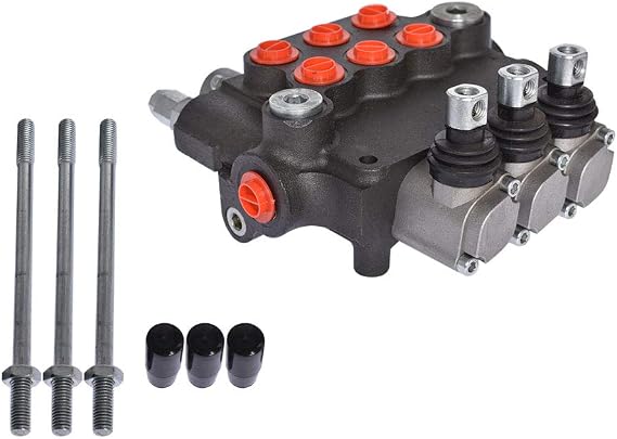 findmall 3 Spool 21GPM 3625PSI Hydraulic Directional Control Valve, SAE Ports Double Acting Valve for Small Tractors, Tractors, Loaders, Log Splitter
