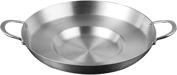 Comal Cazo Griddle Fryer Stainless Steel Comal Frying Bowl Concave Convex Acero Inoxidable Outdoors Stir Fry Pan Cookware for Authentic Mexican Tortillas and Tacos,38cm