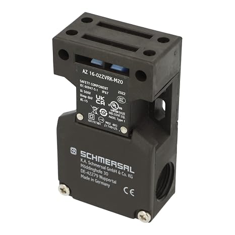 Schmersal Az16-02zvrk-m20 (161157381), 2 Safety Contacts, 3 Actuating Directions, 3x M20 X 1.5 Cable Entries, 500v, Actuator Not Included, Ip67, Safety Interlock Switch, Screw Terminals, Thermoplastic