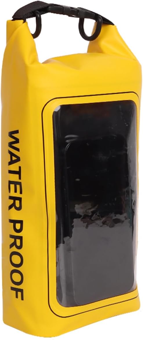 Waterproof Dry Bag, Small 2L Dry Sack Water Resistant Storage Dry Bag, 2 in 1 Dry Sack and Phone Bag for Kayaking, Boating, Hiking, Camping, Fishing (Yellow)