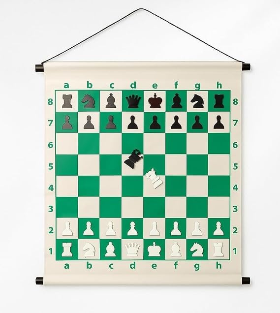 KNK Magnetic Roll-Up Chess Demo Board 27" with Pieces, Wall Hanging