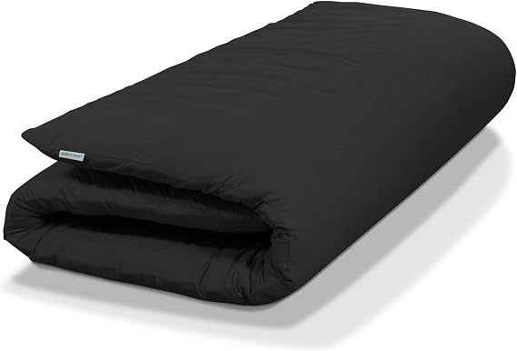 Native Nest Japanese Futon Floor Mattress - Medium Firm Futon Mattress for Sleeping - Shikibuton - Foldable and Portable Japanese Bed (Black, Full)