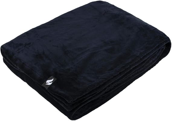 HEAT HOLDERS - Oversized Warm Super Soft Winter Thermal Fleece Throw Blanket (Black)