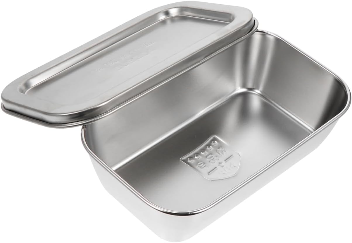 1pc Box stainless steel storage box butter dish with lid for countertop fridge crisper refrigerator butter dish butter metal dish cheese vegetable appetizer 304 stainless steel