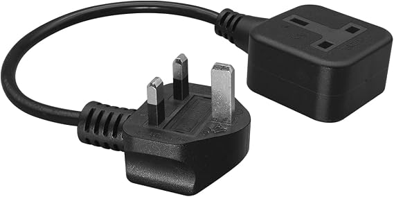 Tekit UK British Standard Power M/F Short Extension Cord, UK BS1363 3 Prong Extension Cord, Travel Adapter Ireland, London Adapters Travel, British Adapter Plug, 13A/250V, Black, 0.3m/1ft