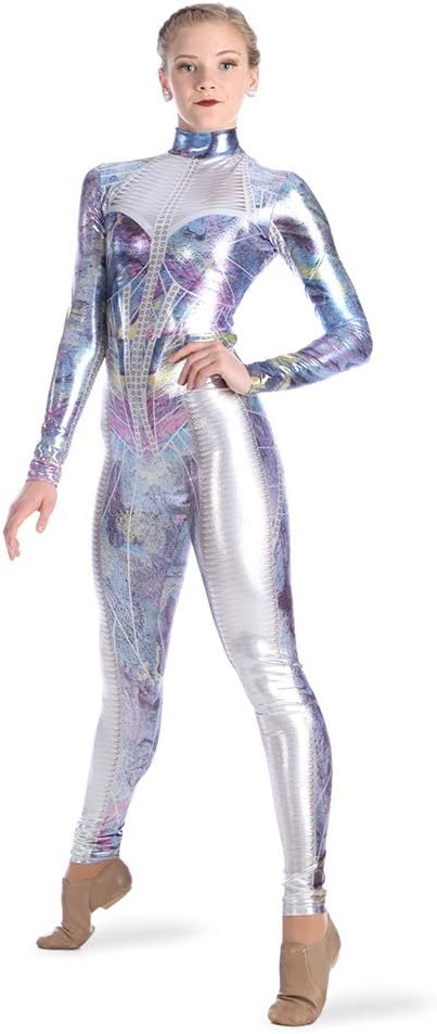 Alexandra Collection Womens Metallic Foil Galaxy Princess Dance Costume Unitard