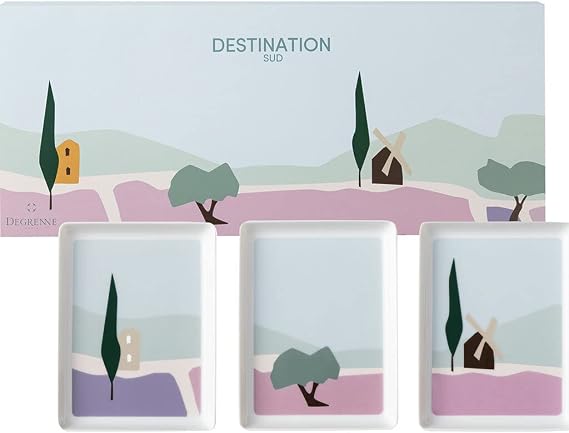 Degrenne Destination Sud French Dish Luxury Rectangle Serving Platter, Modern Ceramic Dishware, Durable Porcelain, Microwave & Dishwasher Safe, Made in France 40 x 16cm