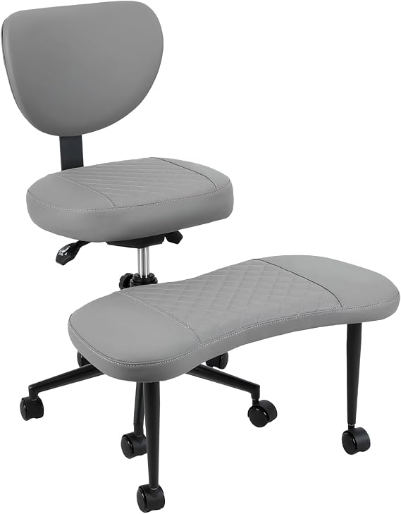 Ergonomic Yoga Meditation Chair with Wheels, Adjustable Height Cross Legged Office Chair, 360° Swivel Kneeling Chair with Lumbar Support for Home Office Yoga Meditation Gaming