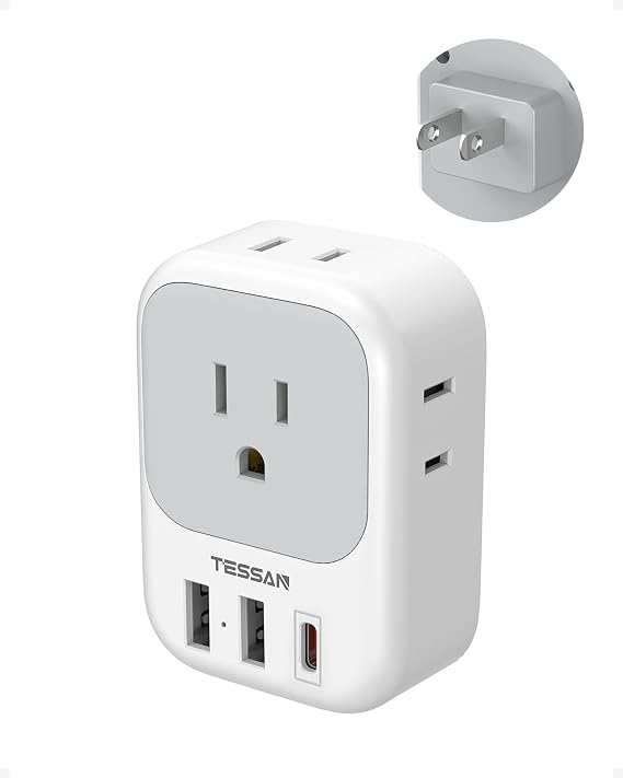 TESSAN US to Japan Plug Adapter PD 20W, 2 Prong to 3 Prong Adapter