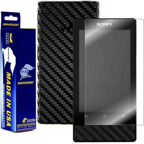 ArmorSuit MilitaryShield Black Carbon Fiber Skin Wrap Film  HD Clear Screen Protector for Sony F Series Walkman Mp3 NWZ-F805NW-F806 - Anti-Bubble Film