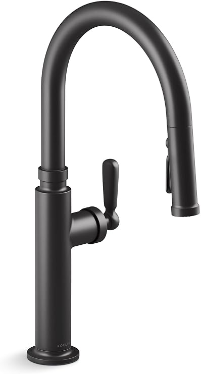 Kohler K28358-BL Edalyn by Studio McGee 1.5 GPM Single Hole Pull Down Kitchen Faucet with Boost Spray, DockNetik, ProMotion, and MasterClean Technologies Matte Black