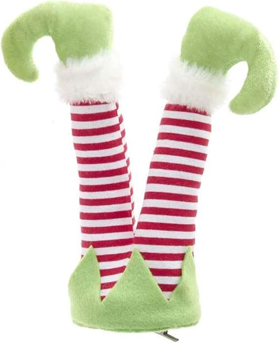 KSA Kurt Adler Elf Legs Clip Ornament 8.5 Inch - Green White Red