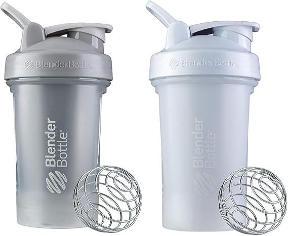 BlenderBottle Classic V2 Shaker Bottle, 20 oz, Pebble Grey, Stainless Steel - Protein Shakes and Pre Workout