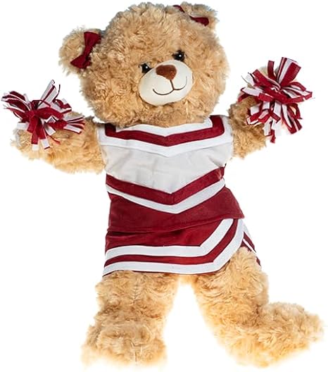 Adorable Maroon & White Cheerleader Teddy Bear Outfit, Make Your Own Cheer Buddy, Fits Most 6"-10" Soft Plush Toys