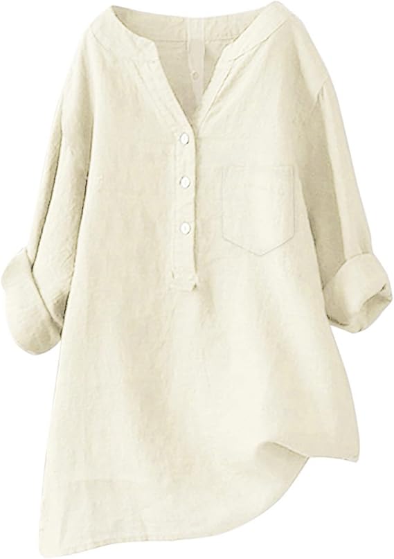 Womens Cotton Linen Button Down Shirt 2024 Sleeve Collar Casual Women's Shirt Women's Shirt Boho Tops for Women Thin