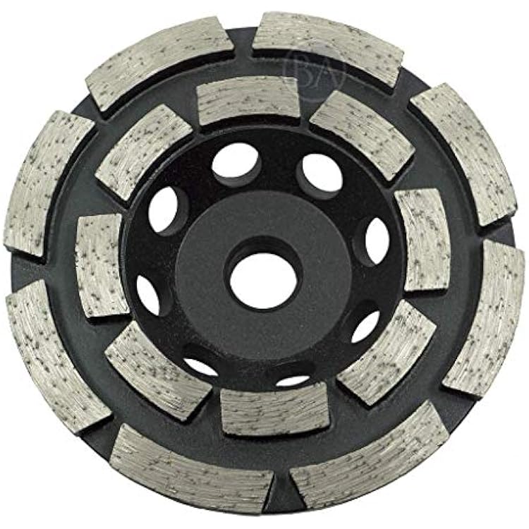 Benchmark Abrasives 4 Double Row Diamond Grinding Cup Wheel for Angle Grinder with 58-11 Arbor Hole Use on Concrete, Granite, Marble, Masonry, Natural Stone