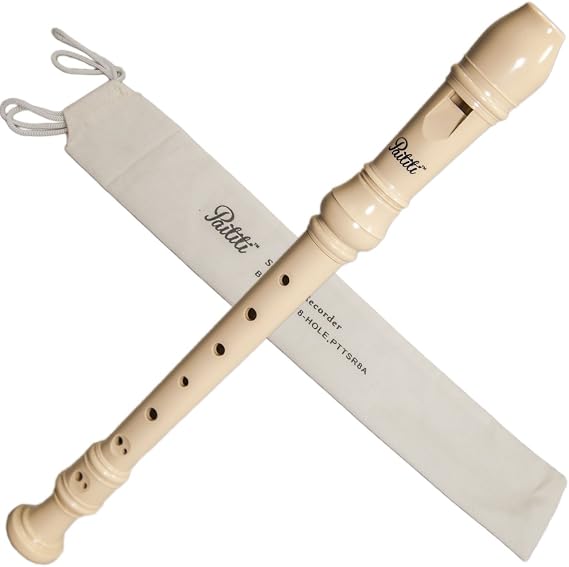 Paititi Soprano Recorder 8-Hole With Cleaning Rod + Carring Bag Creamy Color, Key of C