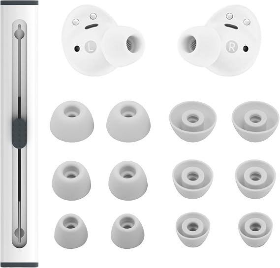 6 Pairs Replacement Silicone Eartips for Samsung Galaxy Buds 2 Pro Headphones, S/M/L 3 Size Ear Tips Buds Wing Tips Fit in Case Compatible with Galaxy Buds 2 Pro (White)