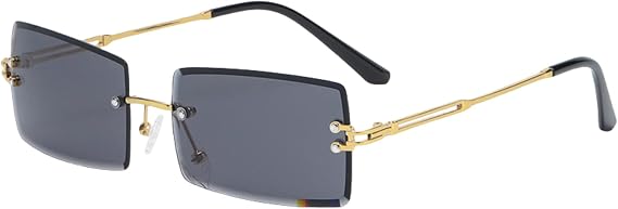 Classic Rimless Rectangular Sunglasses for Men and Women, UV400 Protection