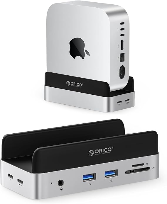 ORICO MiniDock Mac mini M4 Dock and Stand with 2TB M.2 SSD, 2xUSB A 10Gbps, SD/TF Card Slots, 3.5mm Audio, for Mac mini M4 and M4 Pro 2024(VSE-2TB)