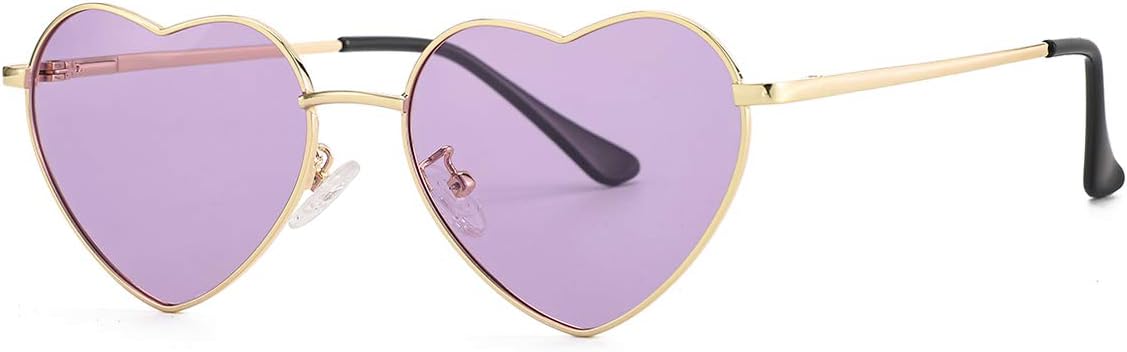 Gleyemor Polarized Heart Shaped Sunglasses for Women Metal Frame Cute Lovely Glasses 100% UV Protection