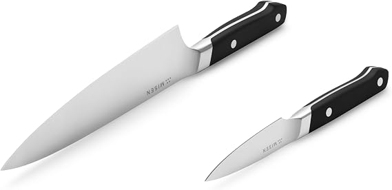 Misen 2-piece Knife Set - 8in Chef - 3.5in Paring - High Carbon Stainless Steel - Black